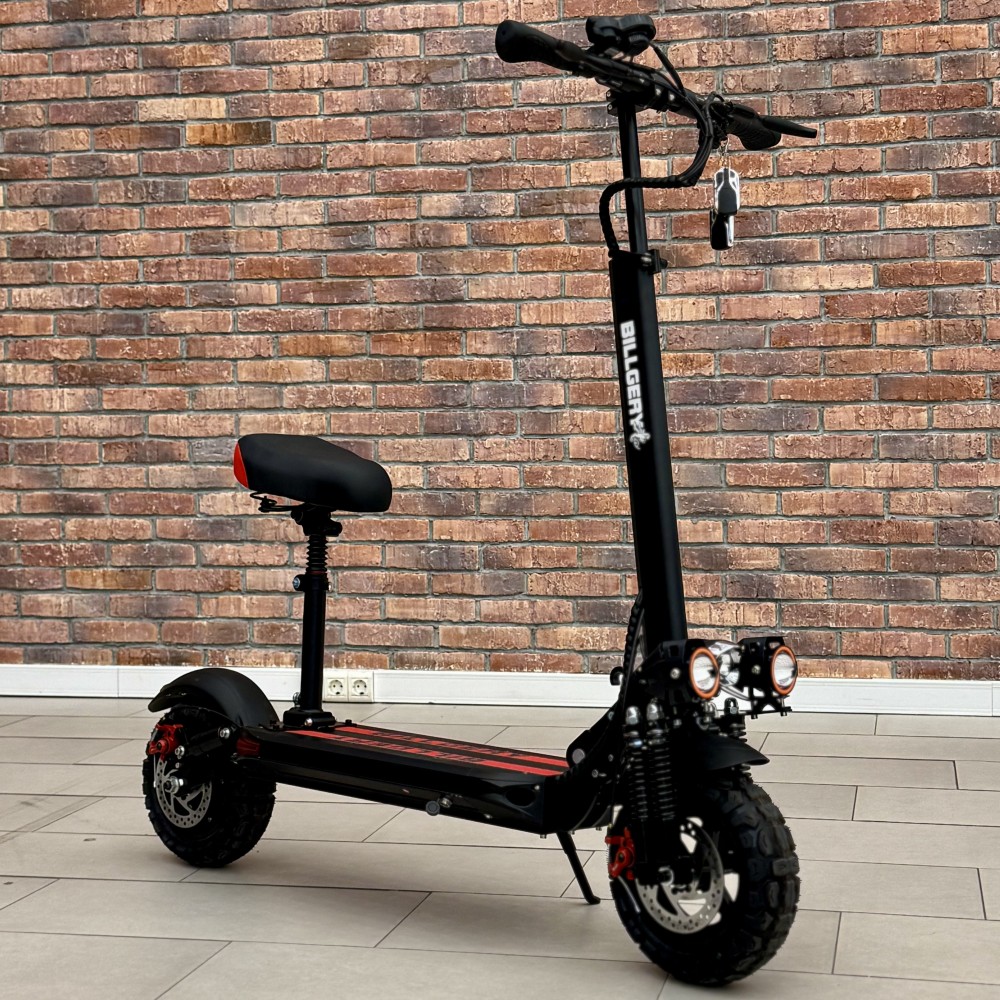 Електросамокат Billgery 777800, 1200W, 48V/18Ah, до 60 км, 35 км/год, 11", складаний, сидіння, сигналізація