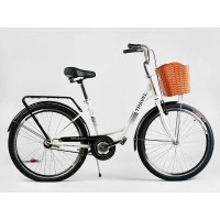 Велосипед міський Corso TRAVEL 26" TR-26945, одношвидкісний, сталева рама 16.5", багажник + кошик