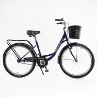 Велосипед міський Corso TRAVEL 26" TL-26106, одношвидкісний, сталева рама 16.5", багажник + кошик