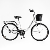 Велосипед міський Corso TRAVEL 26" TL-26309, одношвидкісний, сталева рама 16.5", багажник + кошик