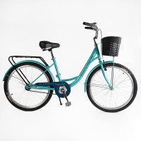 Велосипед міський Corso TRAVEL 26" TL-26417, одношвидкісний, сталева рама 16.5", багажник + кошик
