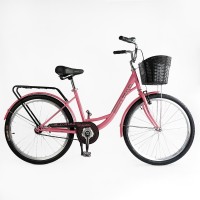 Велосипед міський Corso TRAVEL 26" TL-26611, одношвидкісний, сталева рама 16.5", багажник + кошик