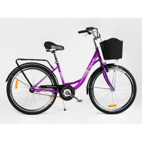 Велосипед міський Corso TRAVEL 26" TR-1096, одношвидкісний, сталева рама 16.5", багажник + кошик