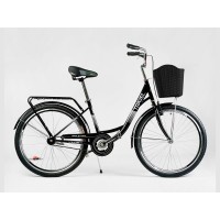 Велосипед міський Corso TRAVEL 26" TR-6391, одношвидкісний, сталева рама 16.5", багажник + кошик