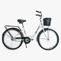 Велосипед міський Corso TRAVEL 26" TR-7302, одношвидкісний, сталева рама 16.5", багажник + кошик