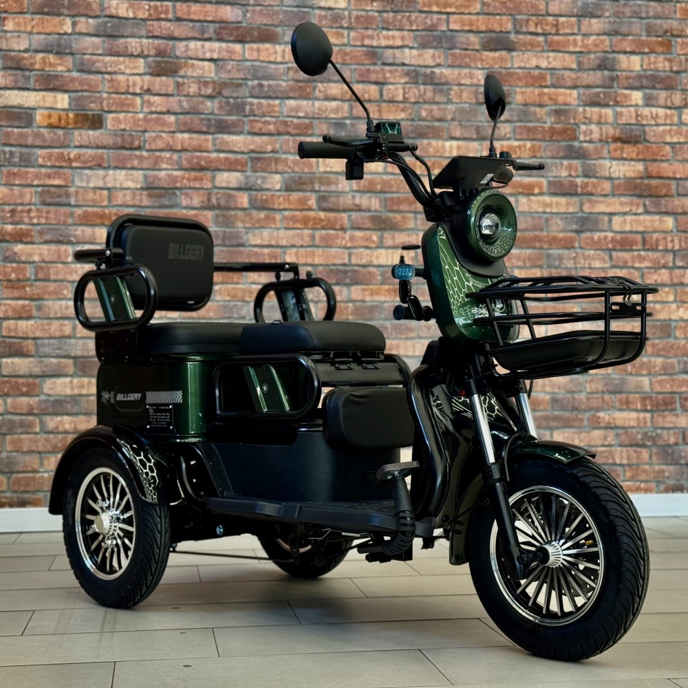 Електричний трицикл Billgery B-10897 1000W 72V/23Ah 3 місця кошик LED фари сигналізація