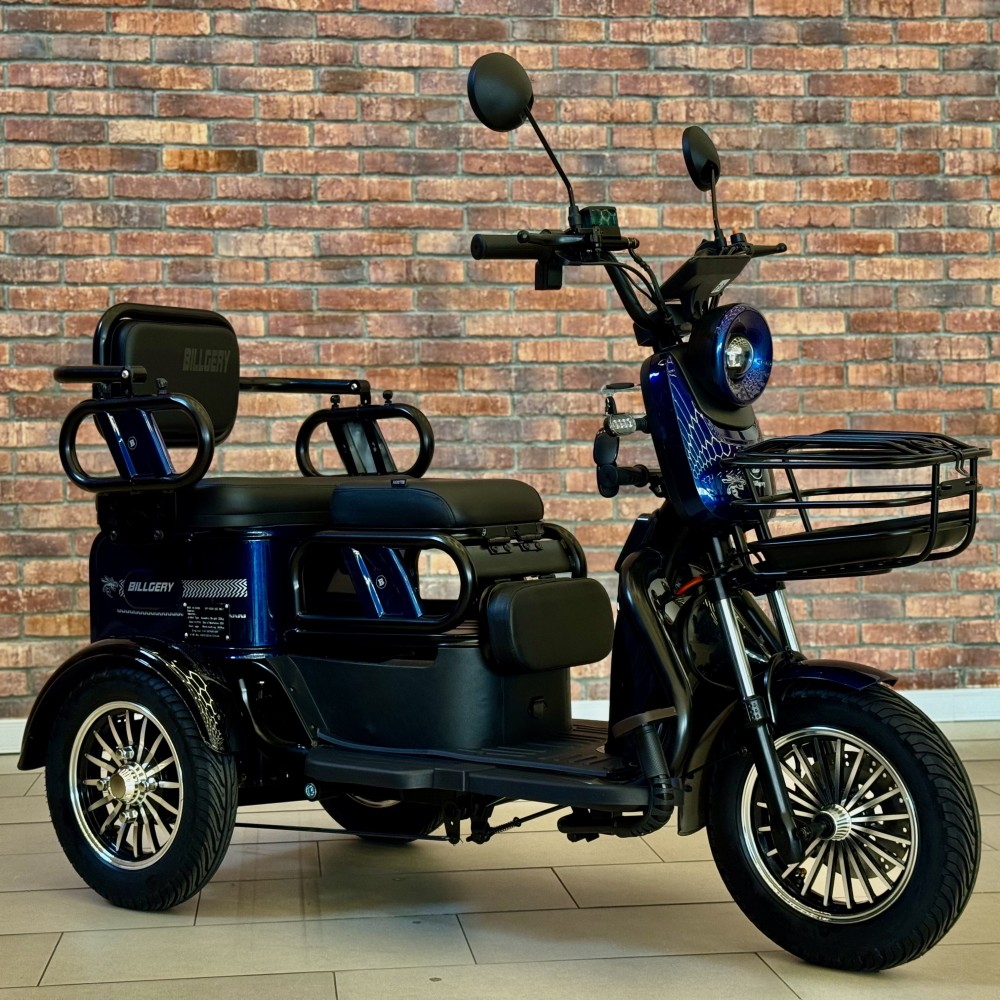 Електричний трицикл Billgery B-37774 1000W 72V/23Ah 3 місця кошик LED фари сигналізація