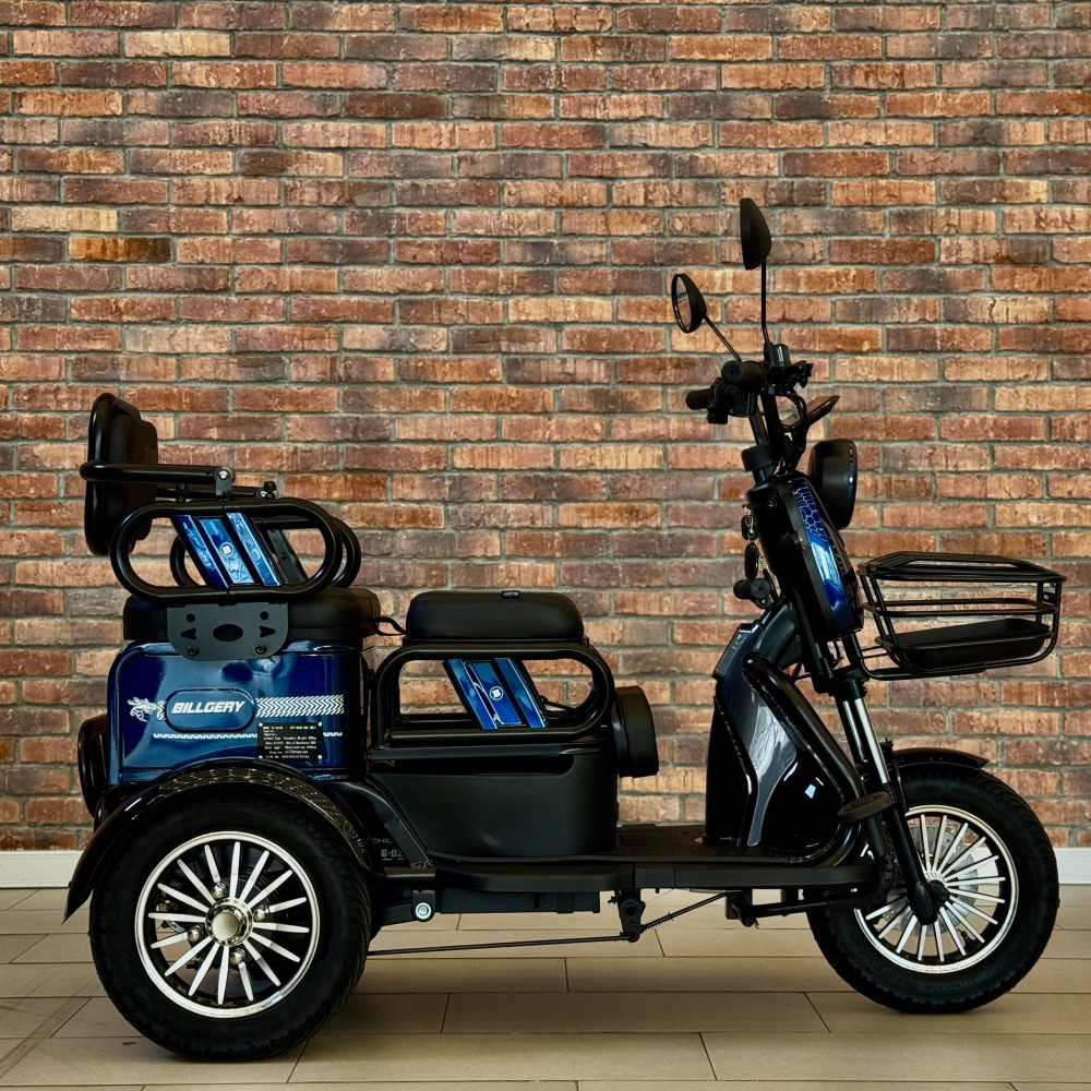 Електричний трицикл Billgery B-37774 1000W 72V/23Ah 3 місця кошик LED фари сигналізація
