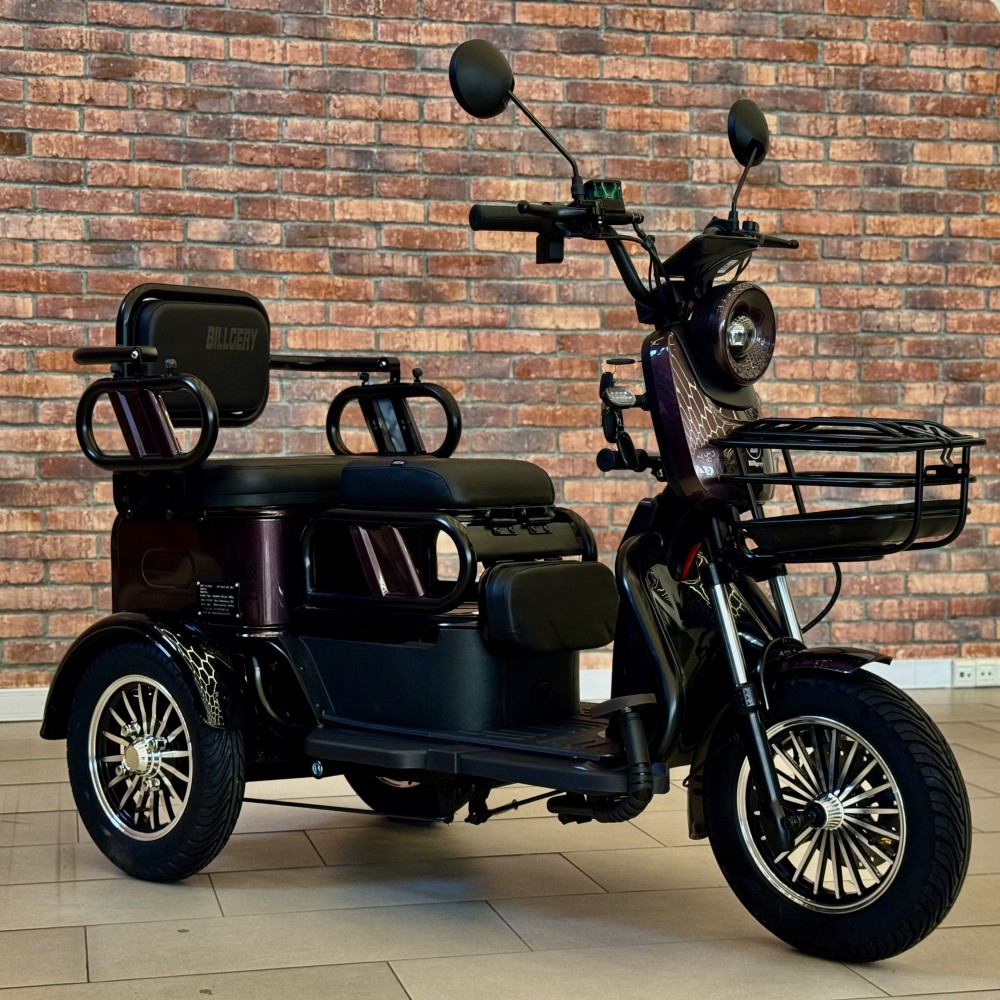 Електричний трицикл Billgery B-21300 1000W 72V/23Ah 3 місця кошик LED фари сигналізація