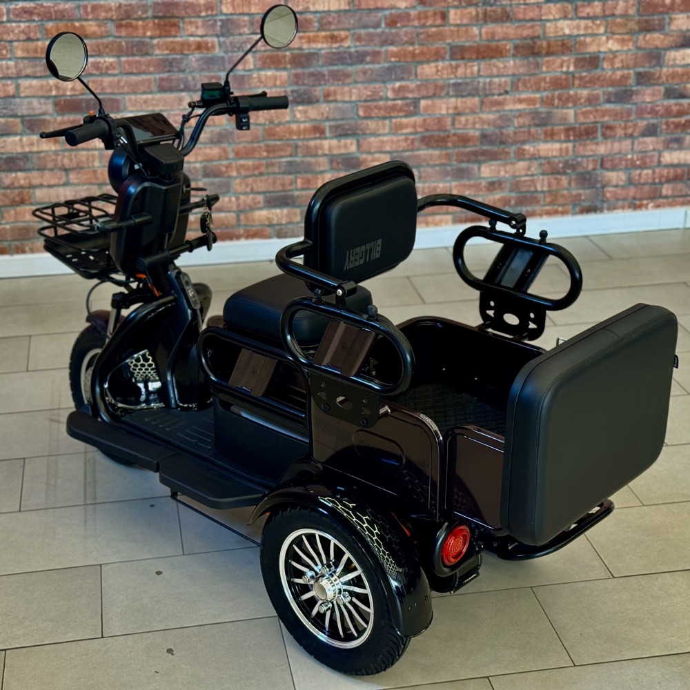 Електричний трицикл Billgery B-21300 1000W 72V/23Ah 3 місця кошик LED фари сигналізація
