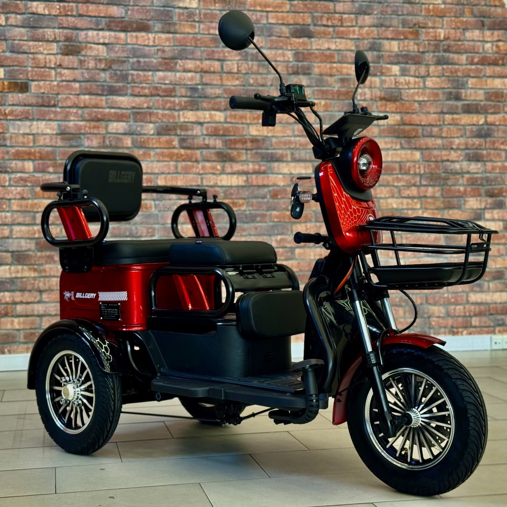 Електричний трицикл Billgery B-57091 1000W 72V/23Ah 3 місця кошик LED фари сигналізація