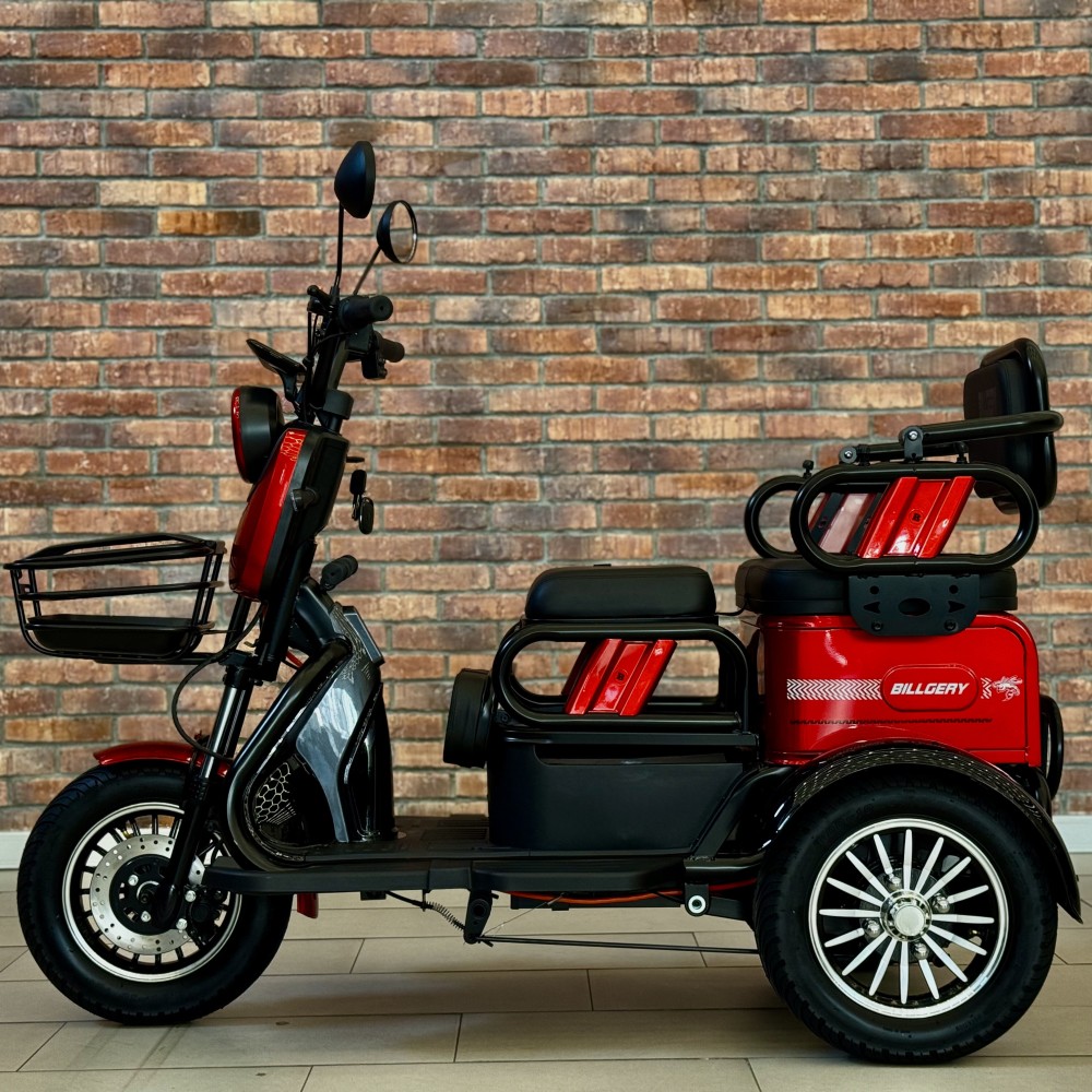 Електричний трицикл Billgery B-57091 1000W 72V/23Ah 3 місця кошик LED фари сигналізація