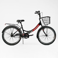 Велосипед Складаний Corso Advance AD-24400, 24" колеса, Сталева Рама 14", Одношвидкісний, З Корзиною та Багажником