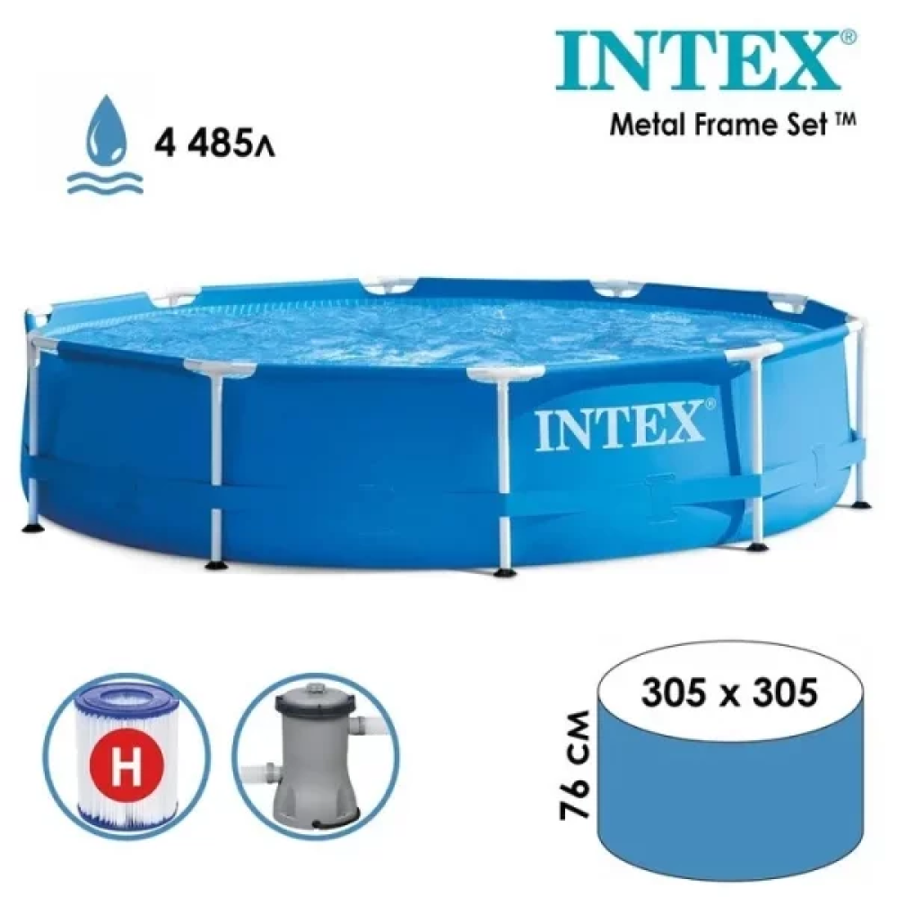 Басейн каркасний Intex 28202NP Metal Frame 305×76 см з фільтр-насосом 1250 л/год