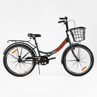 Велосипед Складаний Corso Advance AD-24715, 24" колеса, Сталева Рама 14", Одношвидкісний, З Корзиною та Багажником