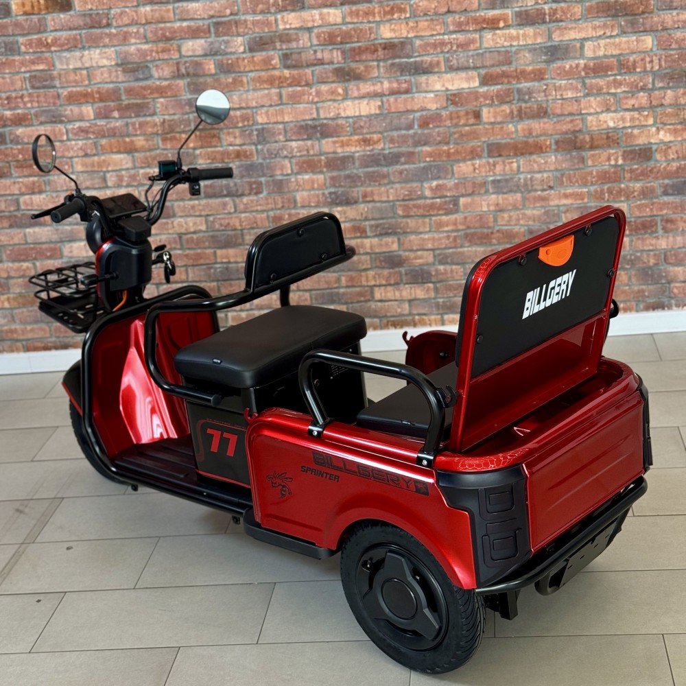 Електричний трицикл Billgery SPRINTER BS-23022 1000W 72V/23Ah, 3 місця, колеса 10", LED фари, сигналізація, кошик