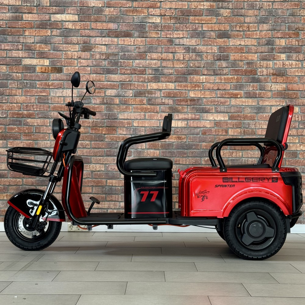 Електричний трицикл Billgery SPRINTER BS-23022 1000W 72V/23Ah, 3 місця, колеса 10", LED фари, сигналізація, кошик