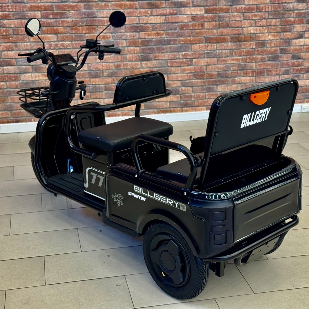 Електричний трицикл Billgery SPRINTER BS-95374 1000W 72V/23Ah, 3 місця, колеса 10", LED фари, сигналізація, кошик