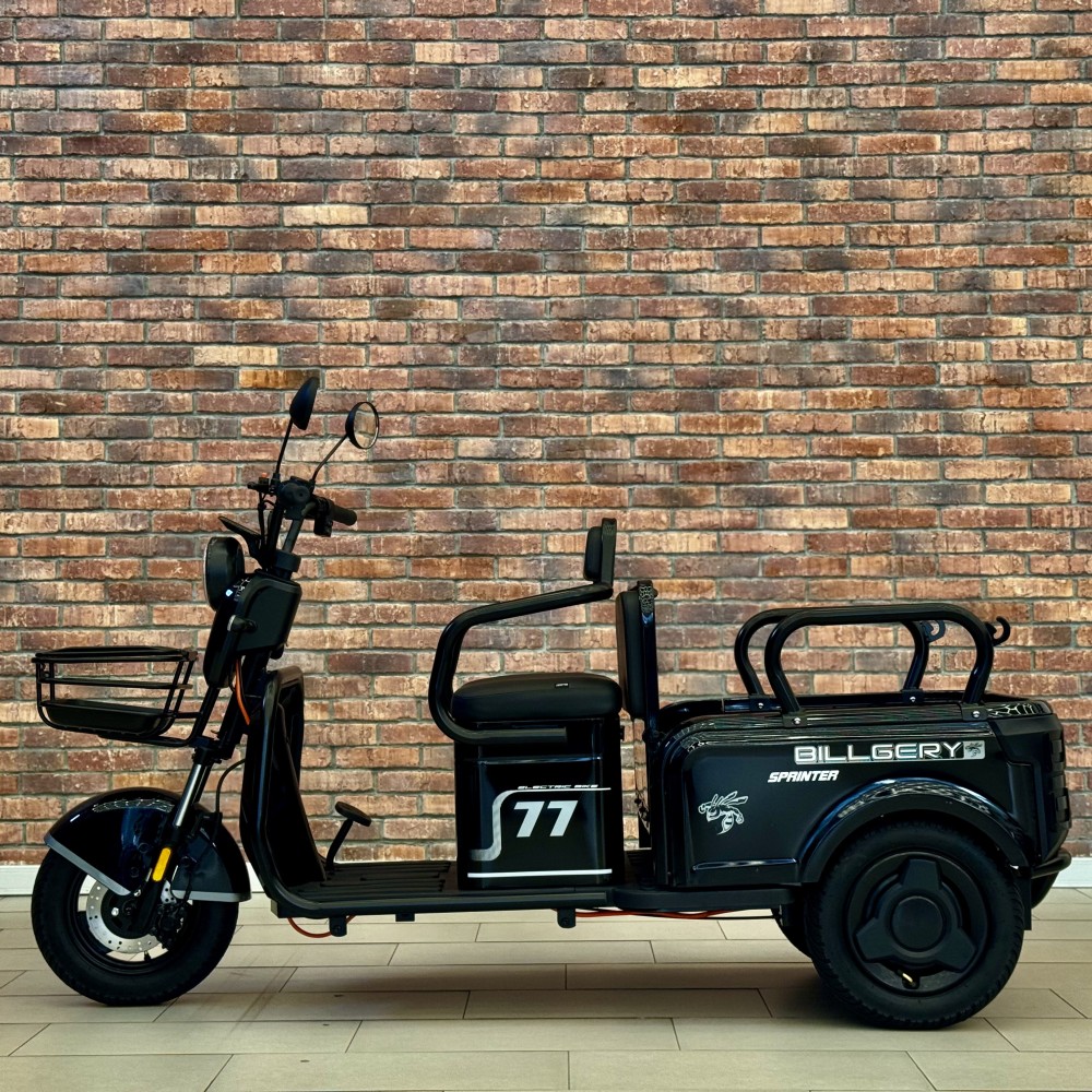 Електричний трицикл Billgery SPRINTER BS-95374 1000W 72V/23Ah, 3 місця, колеса 10", LED фари, сигналізація, кошик