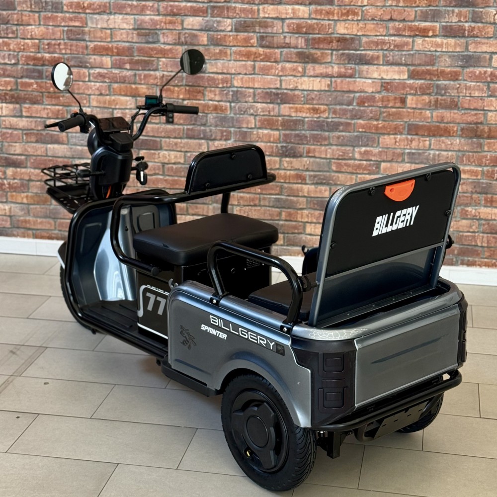 Електричний трицикл Billgery SPRINTER BS-72463 1000W 72V/23Ah, 3 місця, колеса 10", LED фари, сигналізація, кошик