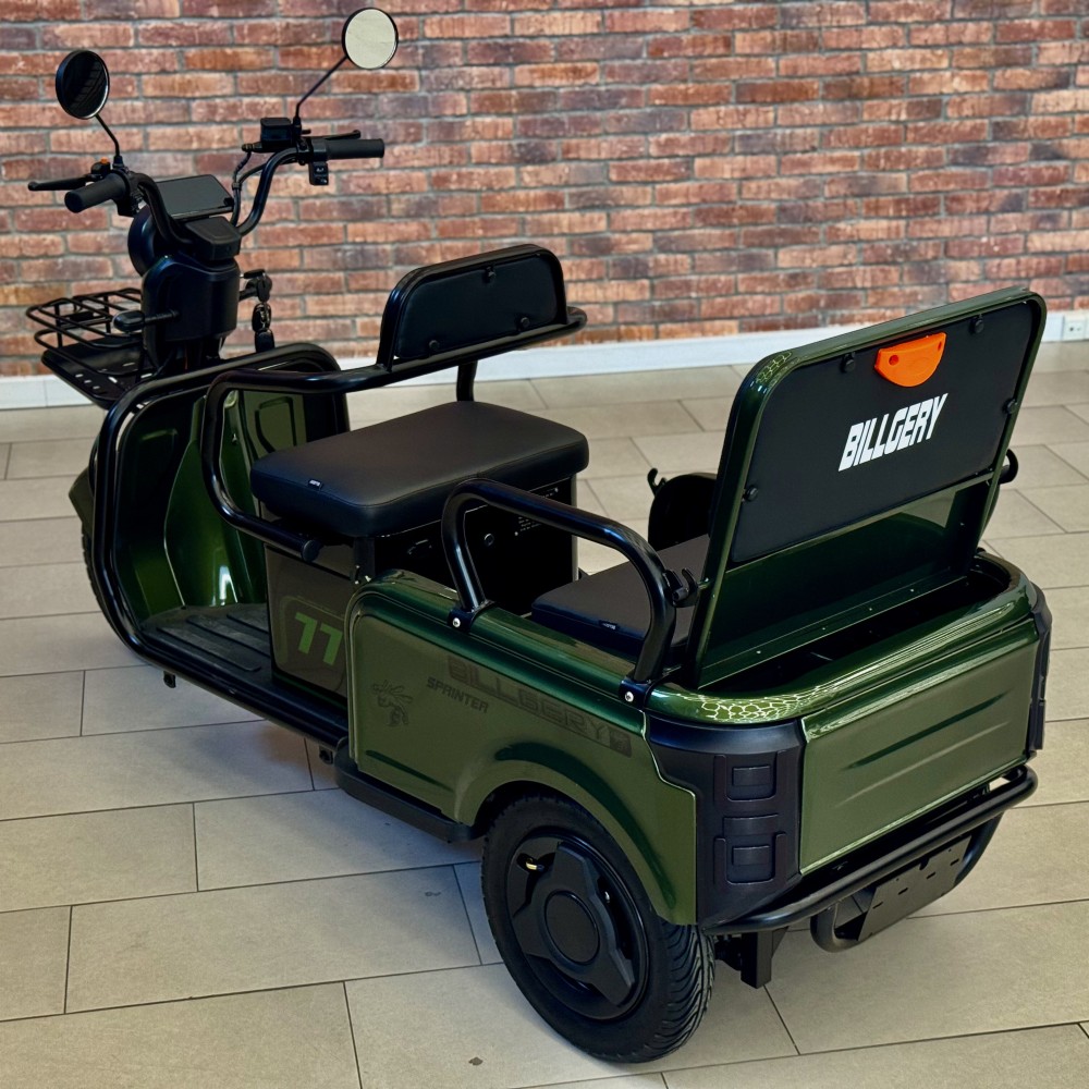 Електричний трицикл Billgery SPRINTER BS-15755 1000W 72V/23Ah, 3 місця, колеса 10", LED фари, сигналізація, кошик
