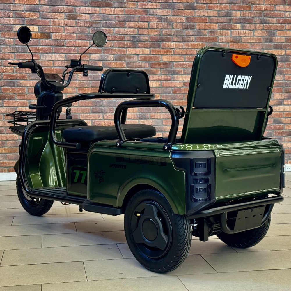 Електричний трицикл Billgery SPRINTER BS-15755 1000W 72V/23Ah, 3 місця, колеса 10", LED фари, сигналізація, кошик