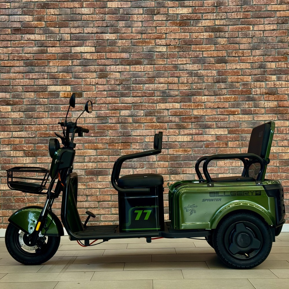 Електричний трицикл Billgery SPRINTER BS-15755 1000W 72V/23Ah, 3 місця, колеса 10", LED фари, сигналізація, кошик
