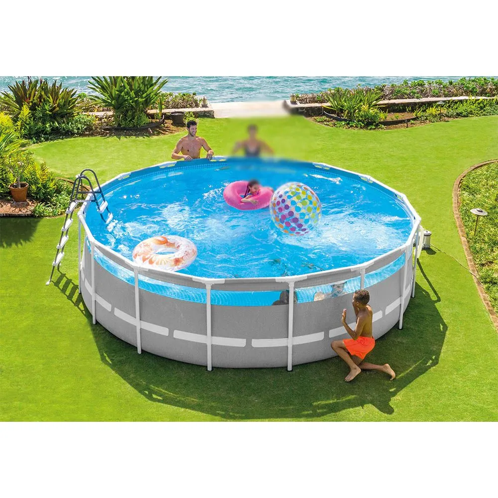 Басейн каркасний Intex 26730 Prism Frame Clearview 488х122см, 19156л, картріджний фільтр-насос 5678 л/год, драбина, тент, підстилка