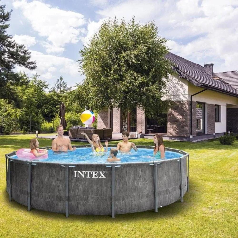 Басейн каркасний Intex 26744 NP об'єм:24310л, розмір:549x122см, сходи, насос-фільтр:5 678 л/год, драбина, тент, підстилка), в коробці