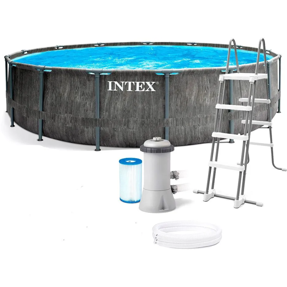 Басейн каркасний Intex 26744 NP об'єм:24310л, розмір:549x122см, сходи, насос-фільтр:5 678 л/год, драбина, тент, підстилка), в коробці
