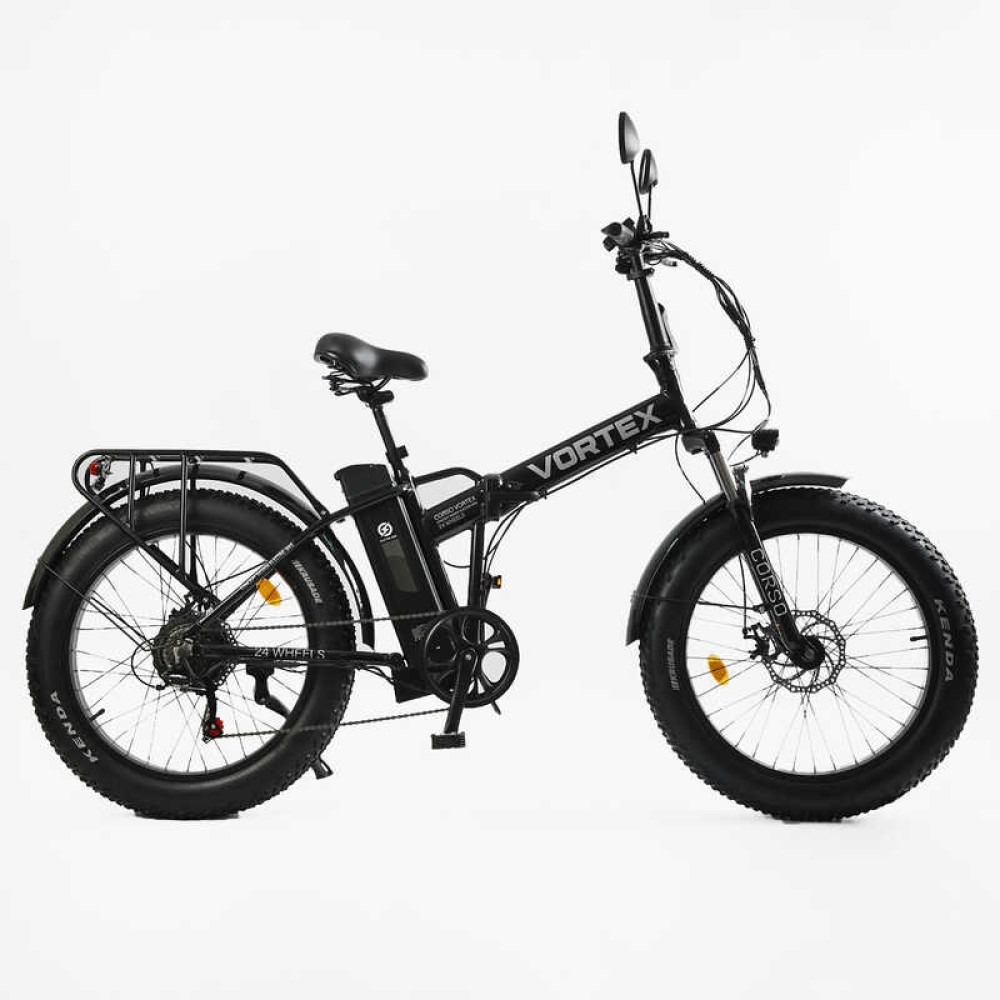 Електровелосипед фетбайк Corso Vortex TX-78950, 24", Чорний, 500W, 48V/13Ah Li-ion, Складана алюм. рама, PAS асистент