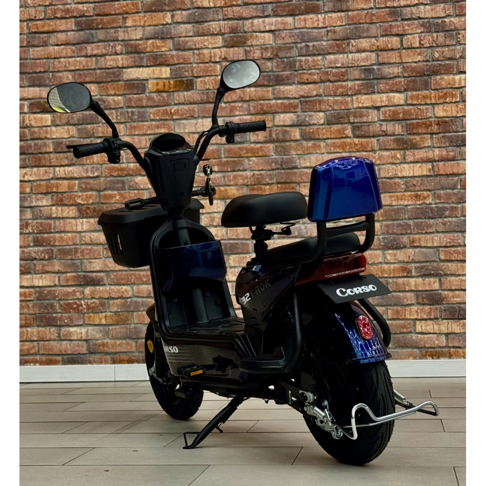Електричний мопед Corso T-Rok32 TR-027619 500W 48V/20Ah з педалями, кошиком і сигналізацією