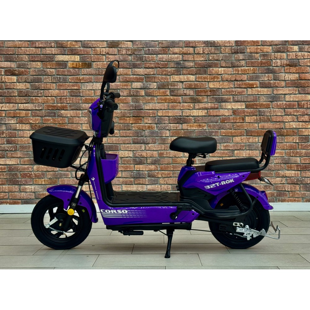 Електричний мопед Corso T-Rok32 TR-036790 500W 48V/20Ah з педалями, кошиком і сигналізацією