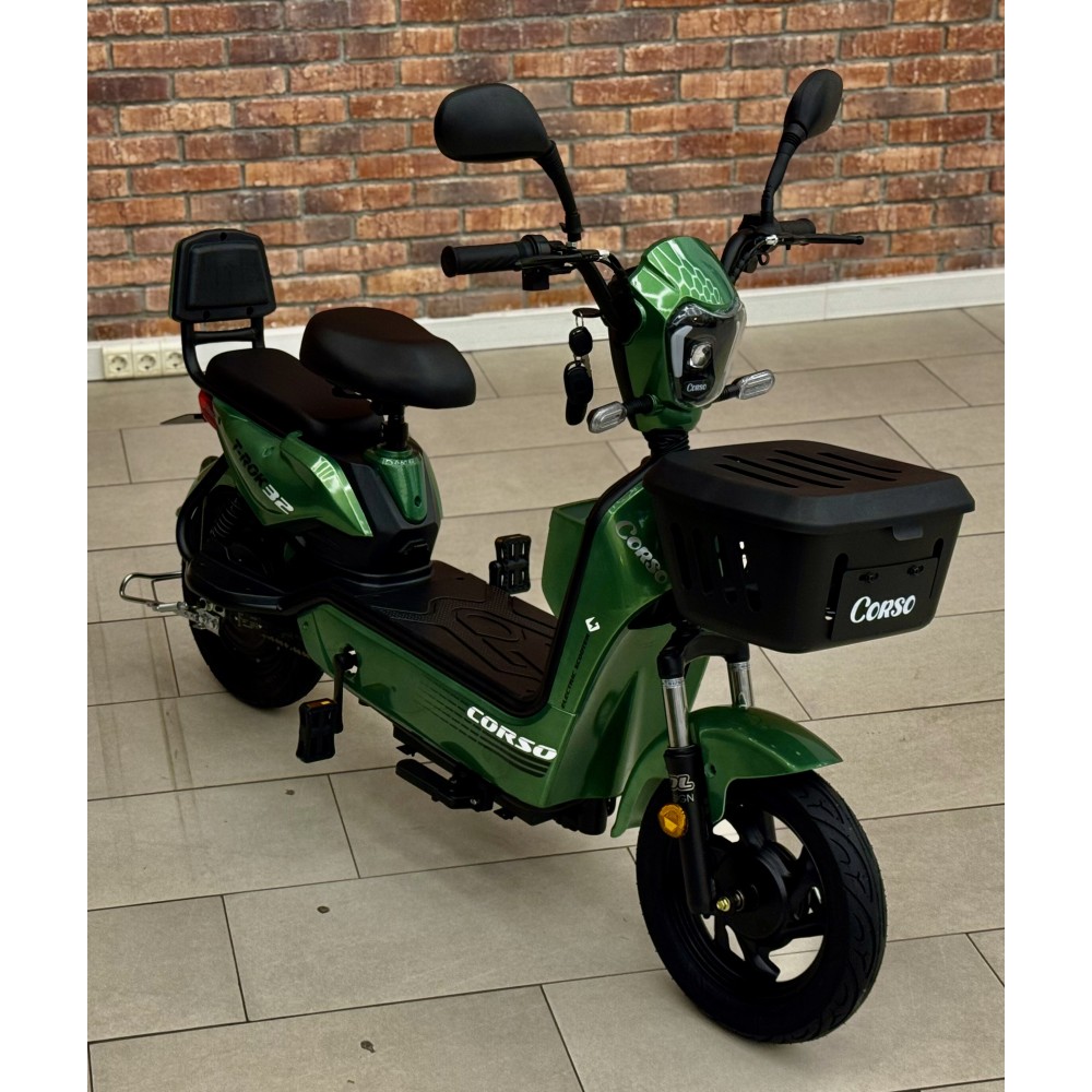 Електричний мопед Corso T-Rok32 TR-085517 500W 48V/20Ah з педалями, кошиком і сигналізацією
