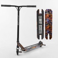 Трюковий самокат Best Scooter BS 77350 HIC-система, пеги, алюмінієві диски, колеса PU 110 мм, ширина керма 60 см, дека з принтом