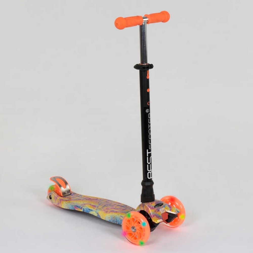 Самокат А 25597 /779-1340 MAXI "Best Scooter" пластмасовий, 4 колеса PU, СВІТЛО, трубка керма алюмінієва, d = 12 см, в коробці