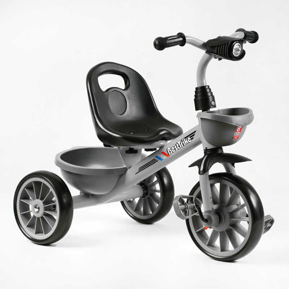 Велосипед 3-х колісний BS-18125 "Best Trike" колеса EVA переднє 12", заднє 10", сталева рама, фара з музикою та світлом, 1 пісня українською та 2 англійською, 2 кошики, в коробці