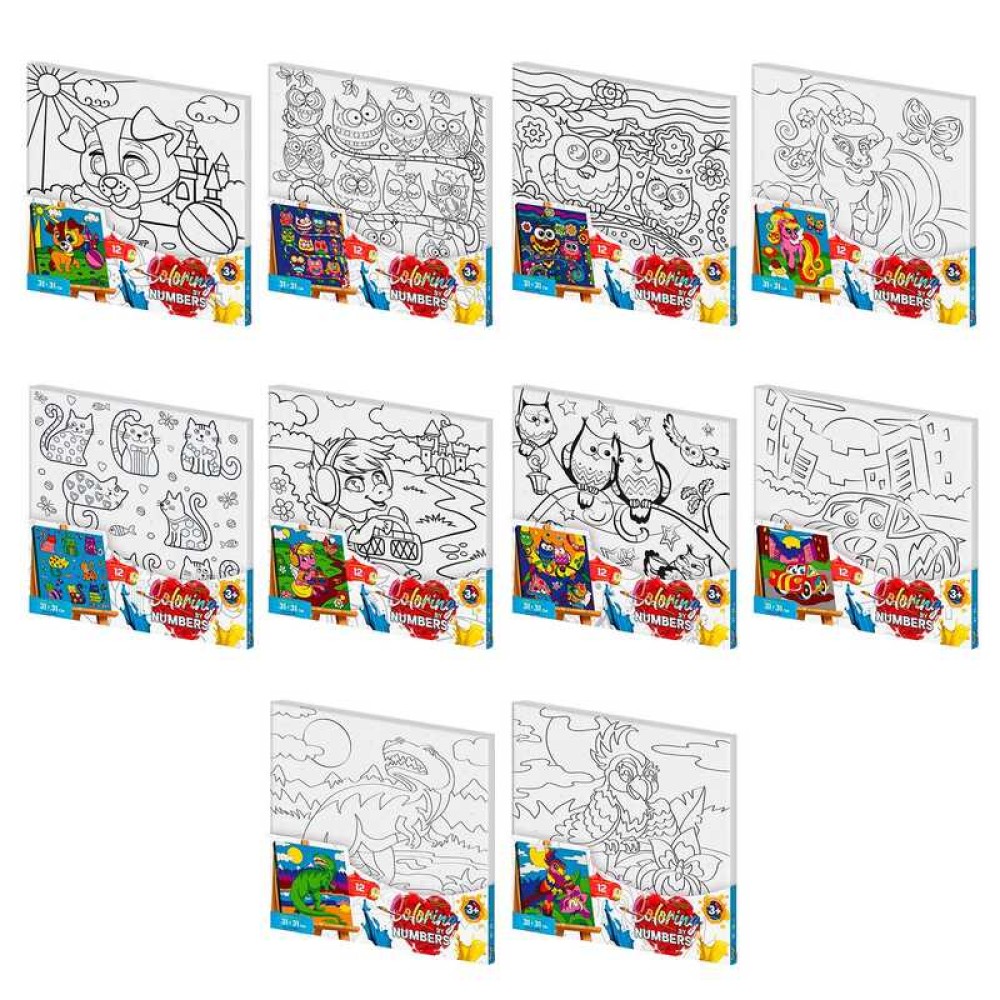 гр Розмальовка за номерами. Coloring by numbers CBN-01-01,02,03,04..10 розмір 31см*31см с.1 (10) 