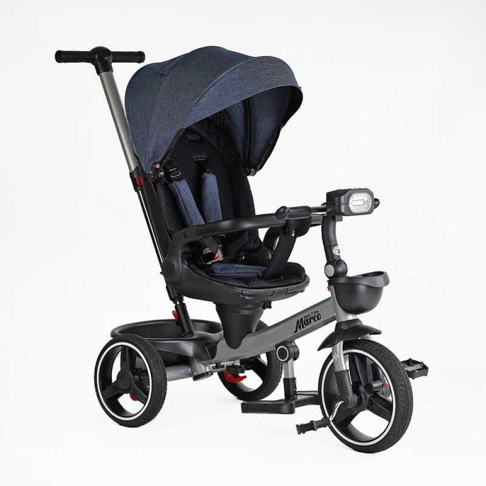 Велосипед 9155/303-19 BestTrike "Marco" поворотне сидіння, складне кермо, колеса з прогумованим PU, кошик, телескопічна ручка, фара музична