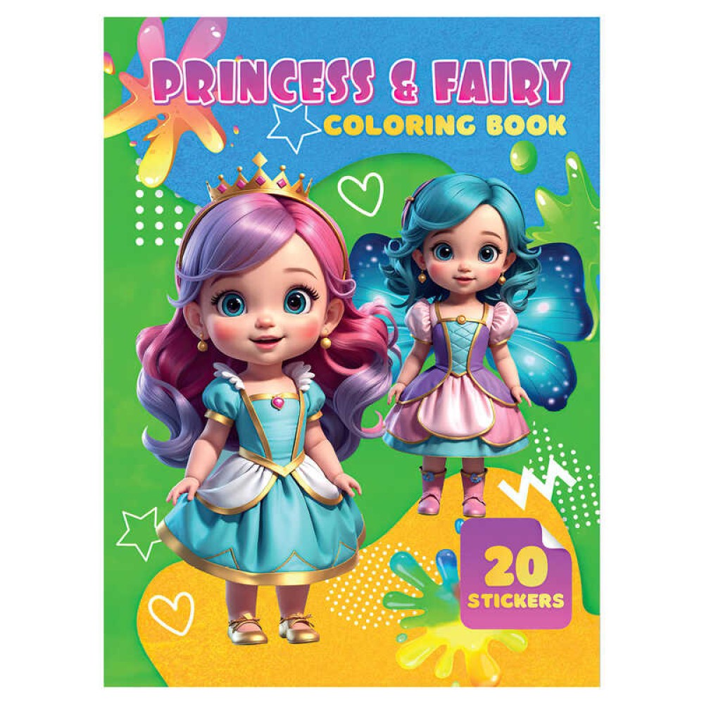 гр Розмальовка 20 наліпок А4: Princess and Fairy 9789655323207 (50) 