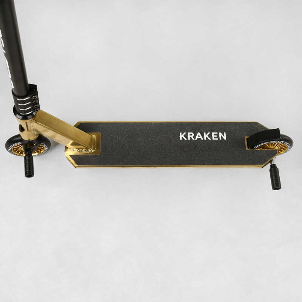 Самокат трюковий KR-93091 Best Scooter (4) Kraken HIC-система, ПЕГИ, алюмінієвий диск та дека, АНОДОВАНИЙ, колеса PU 110 мм, ширина керма 58 см