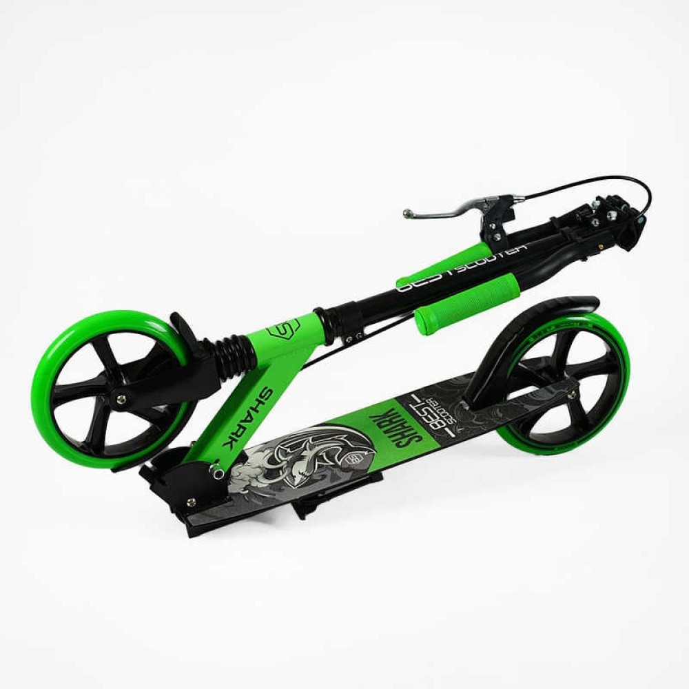 Самокат двоколісний "Best Scooter" SH-50730 (4) "SHARK", з ручним гальмом, затискач керма, колеса PU - 20 см, 1 амортизатор, в коробці