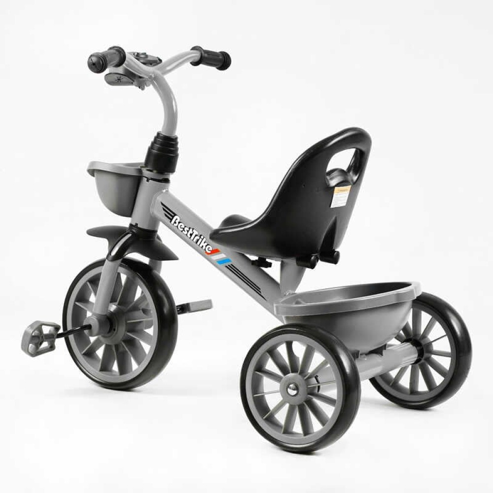 Велосипед 3-х колісний BS-18125 "Best Trike" колеса EVA переднє 12", заднє 10", сталева рама, фара з музикою та світлом, 1 пісня українською та 2 англійською, 2 кошики, в коробці