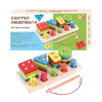 Дошка логічна 40426 (80) "WToys", дерев'яна, рибки на магнітах, сортер-риболовля, геометричні фігурки, в коробці