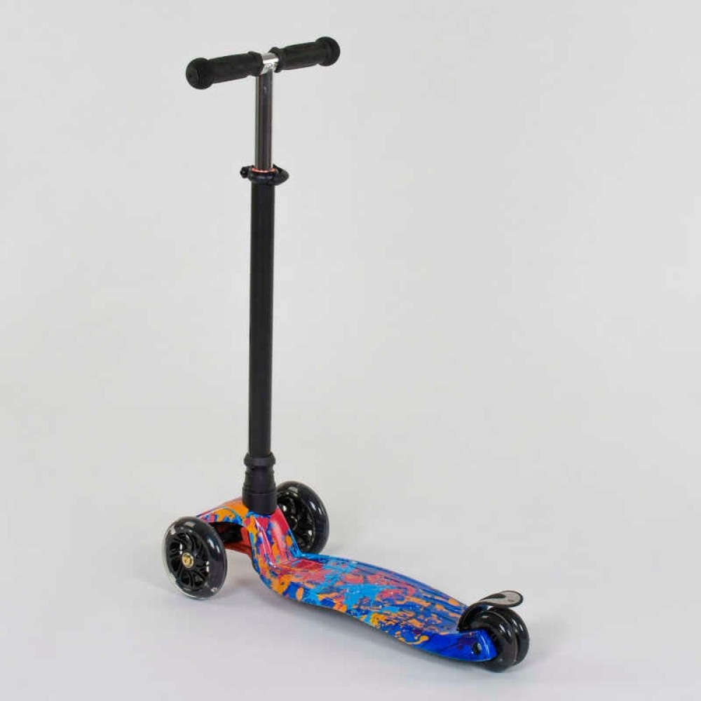 Самокат А 25595/779-1338 MAXI "Best Scooter" пластмасовий, 4 колеса PU, СВІТЛО, трубка керма алюмінієва, d = 12см, в коробці