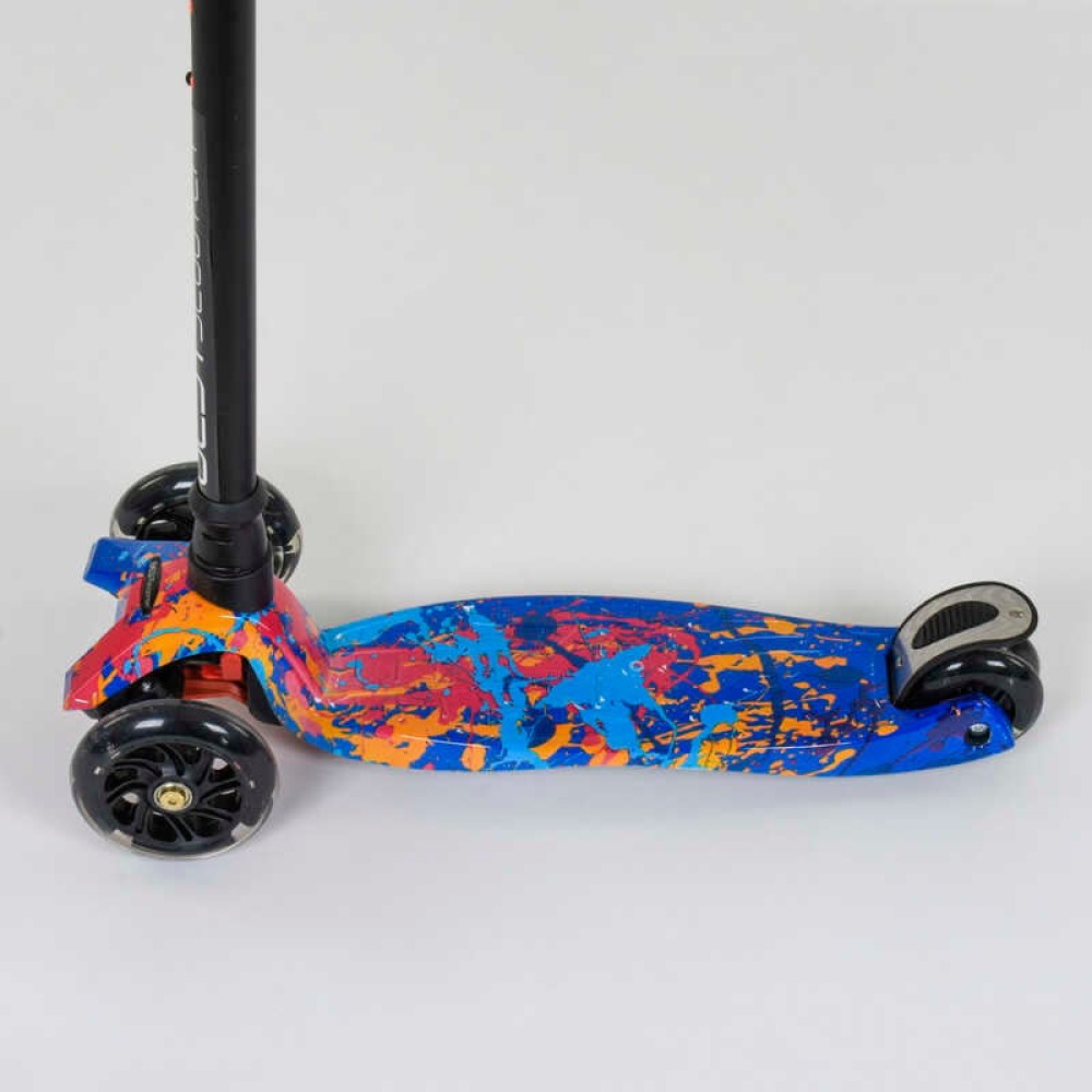 Самокат А 25595/779-1338 MAXI "Best Scooter" пластмасовий, 4 колеса PU, СВІТЛО, трубка керма алюмінієва, d = 12см, в коробці