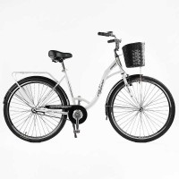 Велосипед міський Corso FORTUNA 28" FR-28006 + КОШИК одношвидкісний, сталева рама 20", корзина, багажник