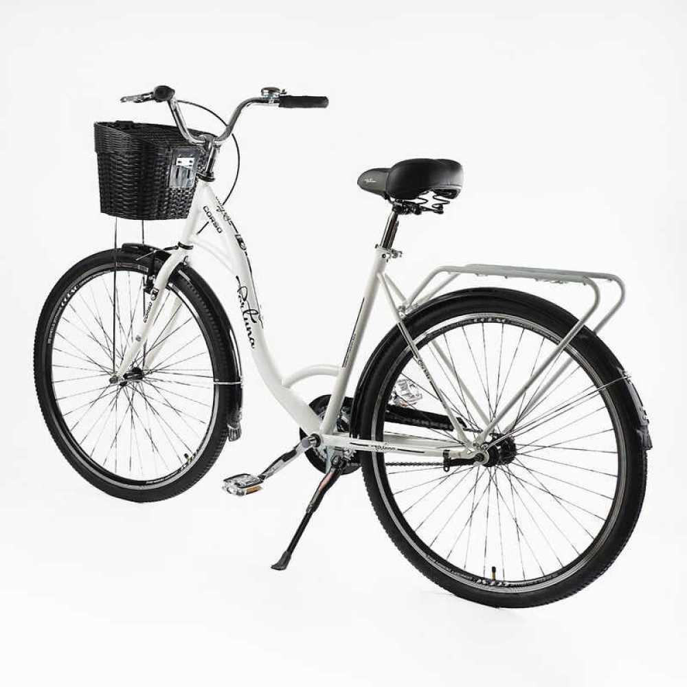 Велосипед міський Corso FORTUNA 28" FR-28006 + КОШИК одношвидкісний, сталева рама 20", корзина, багажник