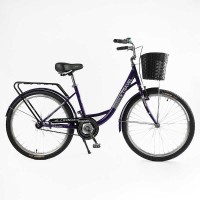 Велосипед міський Corso TRAVEL 26" TL-26106 + КОШИК одношвидкісний, сталева рама 16.5", корзина, багажник