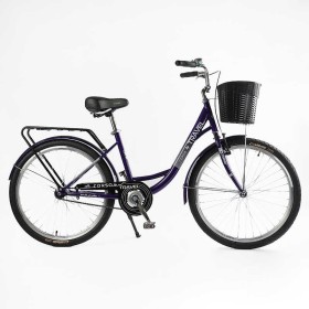 Велосипед міський Corso TRAVEL 26" TL-26106 + КОШИК одношвидкісний, сталева рама 16.5", корзина, багажник